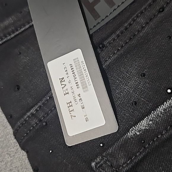 NWT 7TH HVN Crystal Stargaze Jet Jeans Black Denim 34 Skinny Embellished Slim - Picture 5 of 14